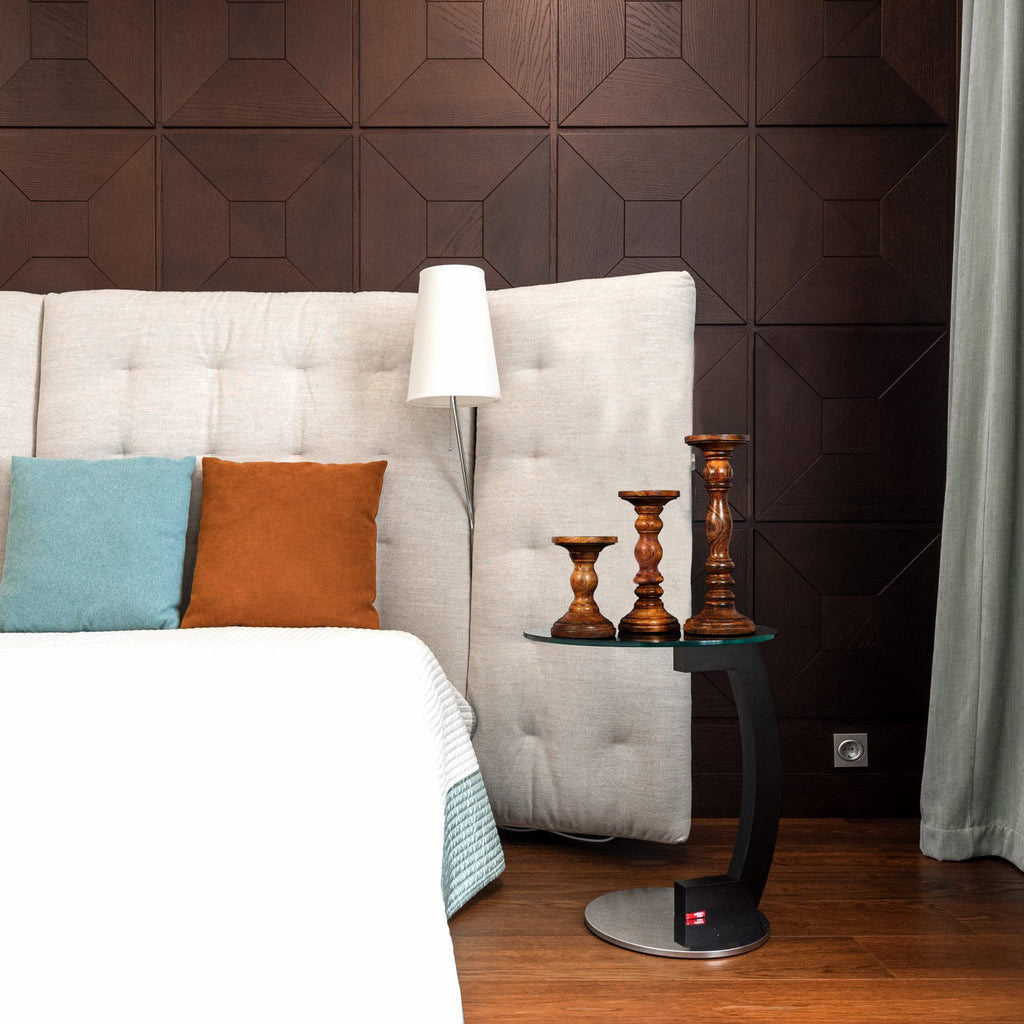 HomeRoots Rustic Wood/Natural Mango Wood Set of Three Warm Brown Genuine Wood Hand Carved Pillar Candle Holders