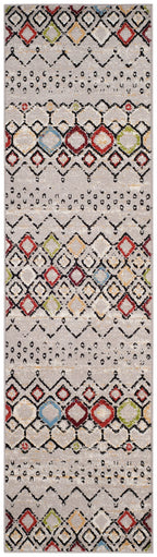 Safavieh Amsterdam Collection Runner Rug - 2'3'' X 18', Light Grey & Multi, Moroccan Boho Design, Non-Shedding & Easy Care, Idea