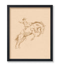 Poster Master Cowboy on Bucking Horse Poster - Retro Beige Rodeo Print - Cowboy Art - Western Art - Wild West Art - Gift for Him