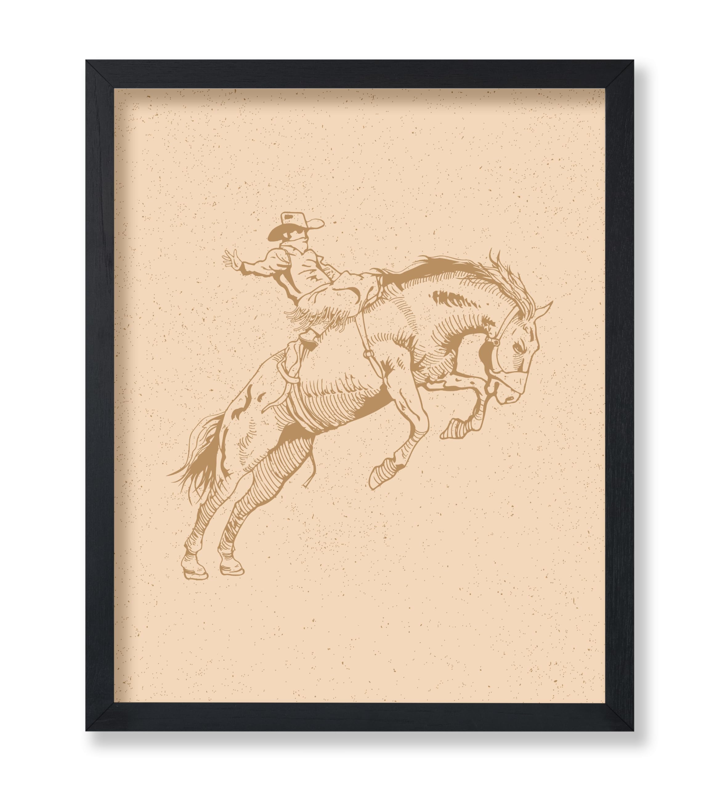 Poster Master Cowboy on Bucking Horse Poster - Retro Beige Rodeo Print - Cowboy Art - Western Art - Wild West Art - Gift for Him