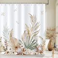 Bonhause Boho Leaves Shower Curtain, Watercolor Tan Leaf Floral Plant Modern Bathroom Curtain 72x72 Inch Polyester Fabric Waterp