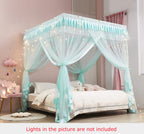 Mengersi 4 Corners Post Canopy Bed Curtains For Girls,Bed Canopy Royal Luxurious Cozy Drape Netting - Cute Princess Bedroom Deco