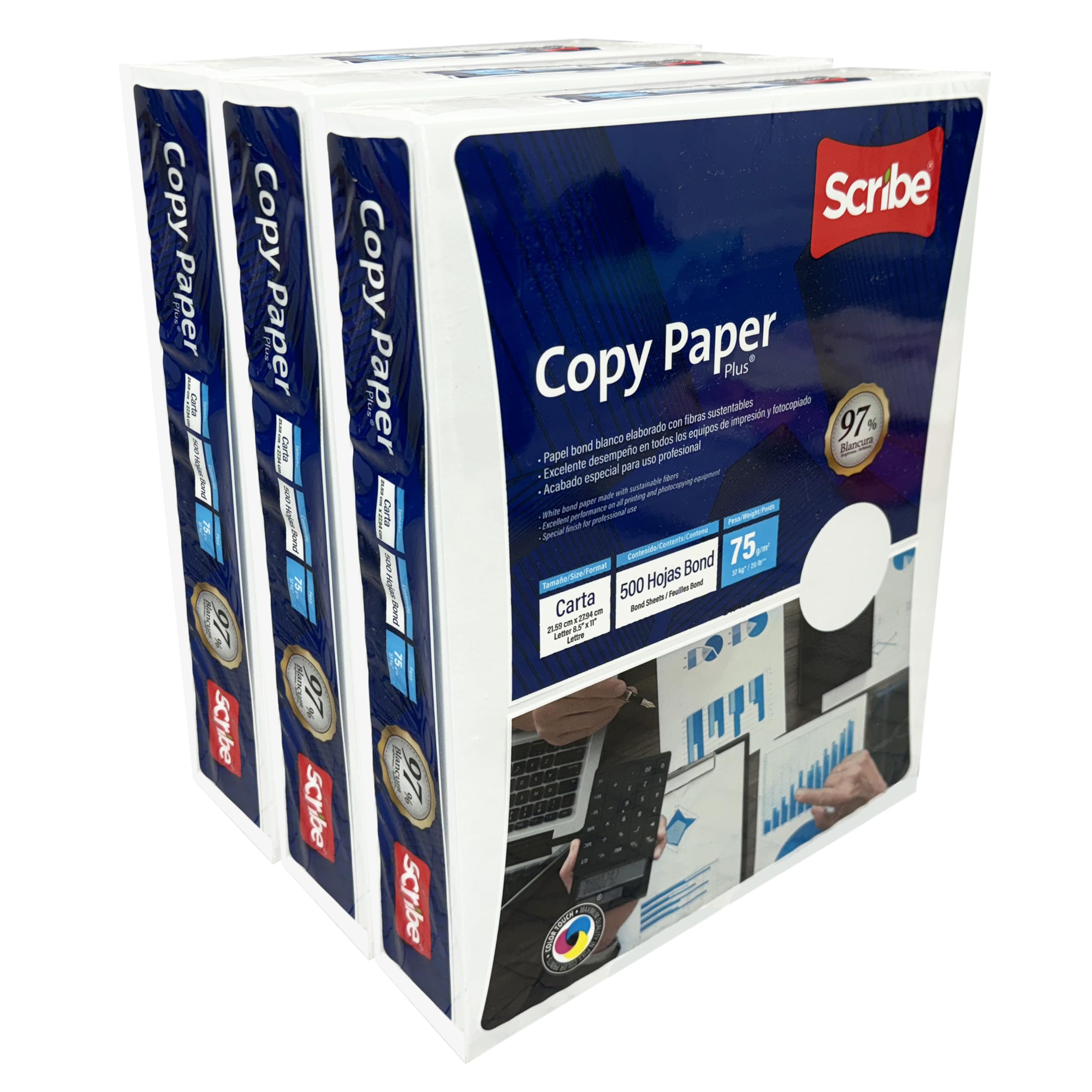 Uoffice Multipurpose Copy Printer Paper, 8.5    X 11   , 20 Lb, 1500 Sheets, (White, 1500 Sheets/3 Reams),Copy Paper Laser Fax,L