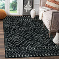 Wonnitar Moroccan 3x5 Rug,Black Washable Small Rug for Bedroom,Non-Slip Geometric Tribal Entry Throw Mat,Bohemian Farmhouse Rust