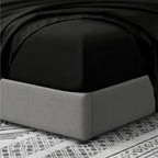Cathay Home Queen Fitted Sheet - Double Brushed Ultra Soft - Wrinkle & Fade Resistant - 21' Extra Deep Pocket Fitted Sheet Only - Good Fit For 19'-23' Deep Mattress (Queen, Black)