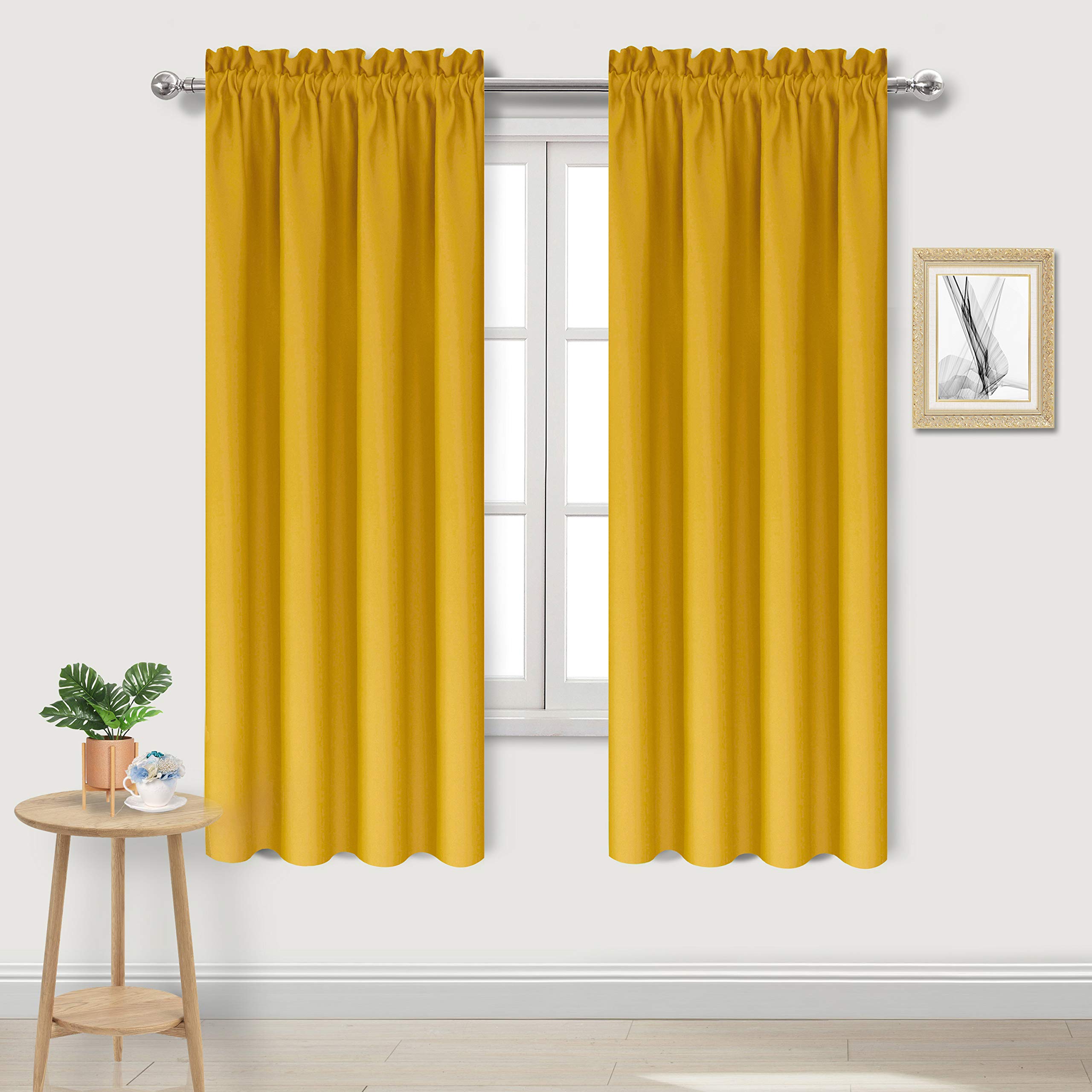 Dwcn Blackout Curtains Room Darkening Thermal Insulated Bedroom Curtains Window Curtain Panels, 38 X 63 Inches Long, Set Of 2 Ye