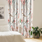 Ambesonne Birds And Nature Window Curtains Pack Of 2, Spring Garden Scenery With Flying Sparrows And Leafy Flowers, Lightweight