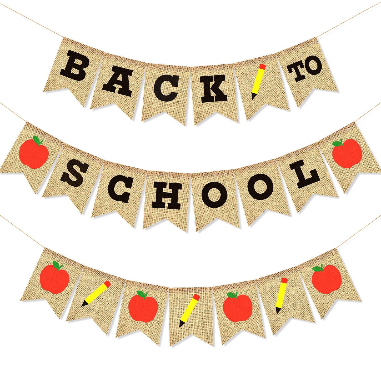 Sepglitter Back To School Burlap Banner, 3Pcs 100 Days Of School Banner Back To School Hanging Decorations First Day Of School B