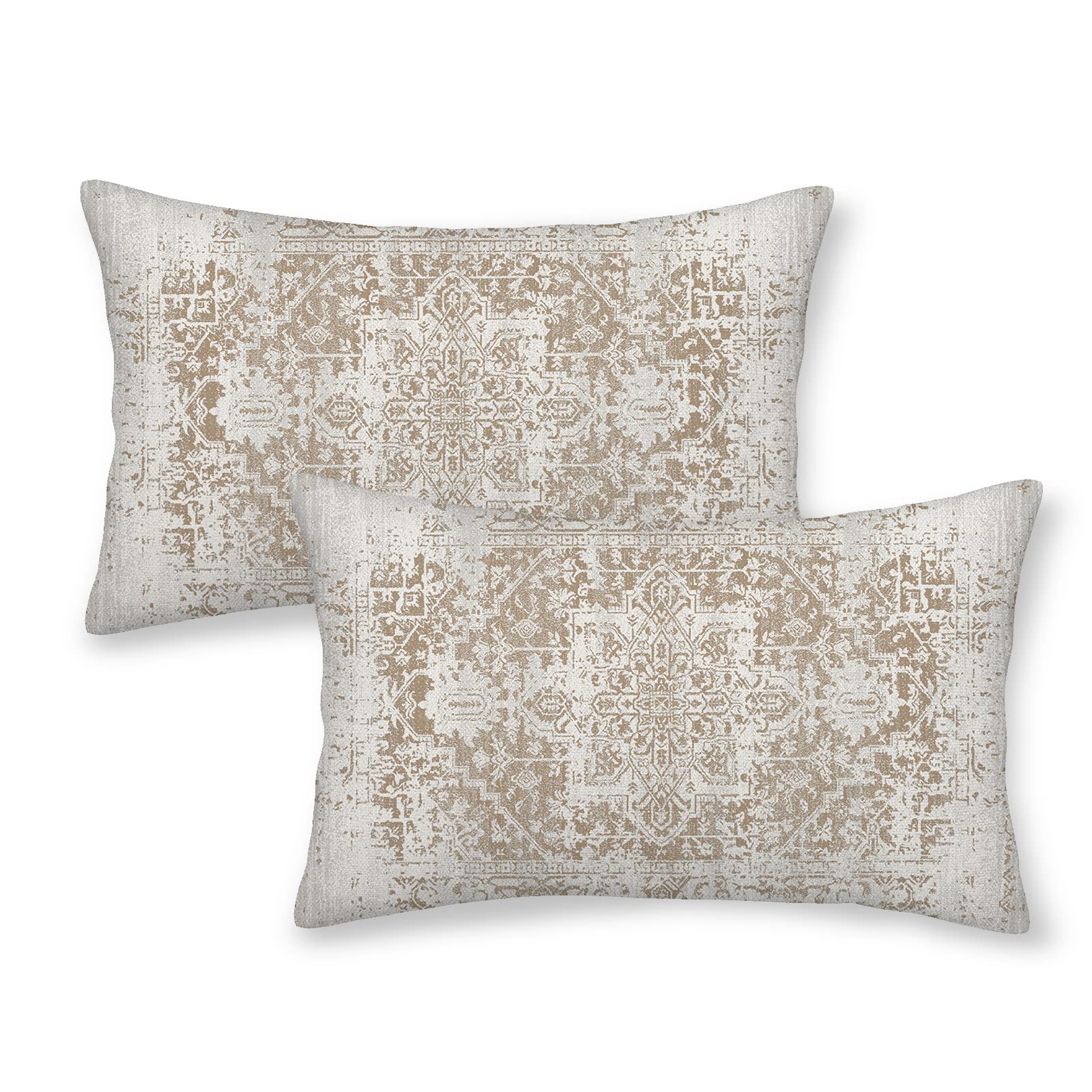 Betginy Boho Pillow Covers 12X20, Brown Beige Ethnic Design Outdoor Decorative Throw Pillows For Couch, Carpet Pattern Decor Cus