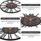 Leike Large Wall Clocks,Silent,Non Ticking,Battery Operated Rustic Round Modern Big Wood Wall Clock For Living Room, Bedroom,Kit