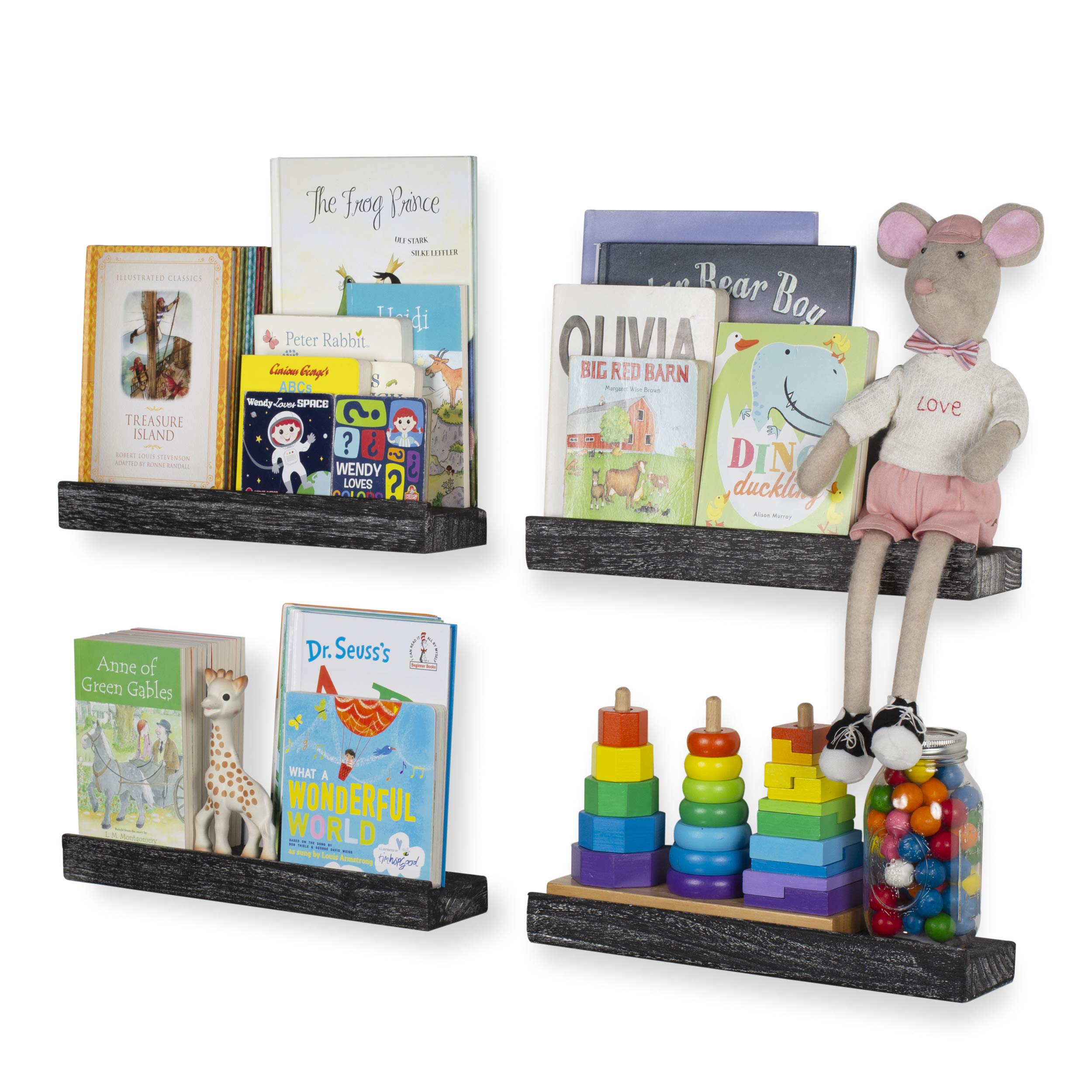 Rustic State Smith Wall Mount Wood Picture Ledge Photo Frame Display Storage - Kids Baby Nursery Room Bookshelf - Farmhouse D  c