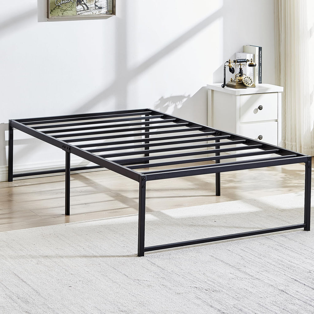 Vecelo 16' Metal Platform Tall Bed Frame,Mattress Foundation/No Box Spring Needed/Heavy Duty Steel Slat Support (Twin Size)