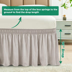 Biscaynebay Wrap Around Bed Skirts For Queen Beds 16' Drop, Camel Grey Adjustable Elastic Dust Ruffles Easy Fit Wrinkle Resistant Silky Luxurious Fabric Machine Washable