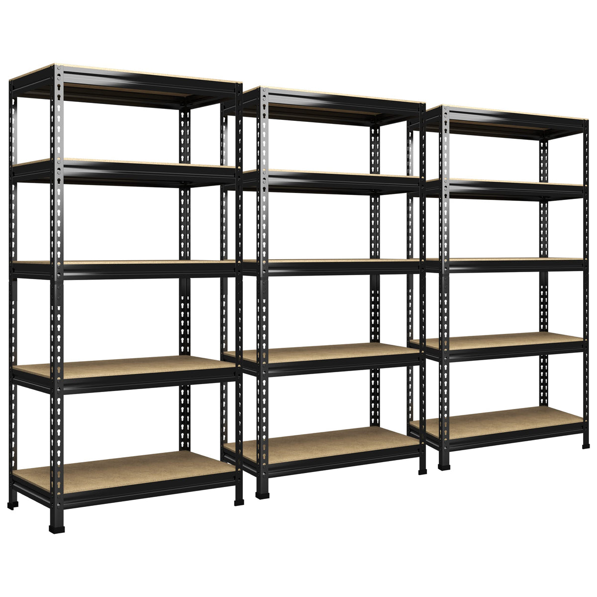 Primezone 32' W X 16' D X 63' H Storage Shelves - 3 Pack 5 Tier Adjustable Garage Storage Shelving, Heavy Duty Metal Storage Utility Rack Shelf Unit For Warehouse Pantry Closet Kitchen, Black