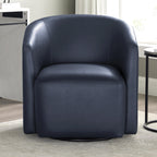 Comfort Pointe Amhurst Midnight Blue Faux Leather Swivel Barrel Chair