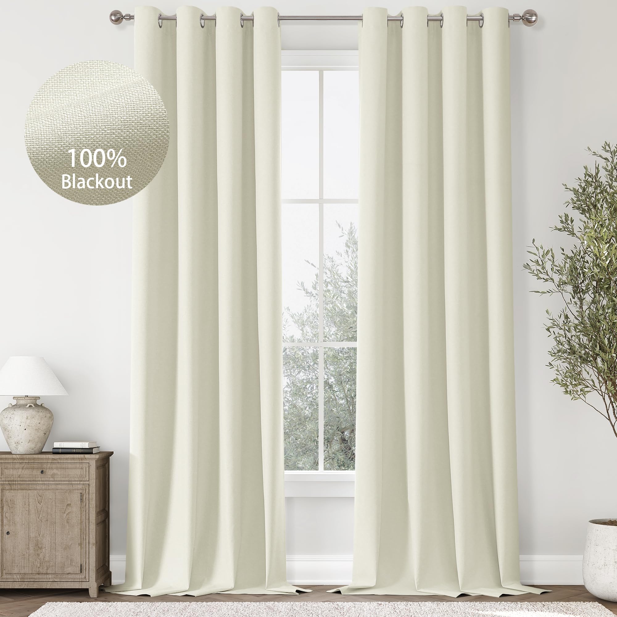 White Full Blackout Curtains 108 Inches Long Thermal Insulated Window Curtains 108 Inch for Living Room Drapes Aesthetic 100% Co