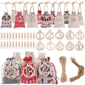 Kalolary Christmas Advent Calendar Bags 24 Days Countdown Calendar Burlap Bags Drawstring Gift Bags for Adults and Kids DIY Cand