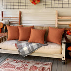 Miulee Pack Of 4 Decorative Outdoor Throw Pillow Covers Linen Waterproof Pillow Covers Farmhouse Cushion Cases For Patio Garden Tent Balcony Couch Sofa 16X16 Inch Rust
