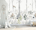 YQWDMX -Nursery Cartoon Woods Hand-Painted Animal Wallpaper Childrens Room XT10 M 140 x 91