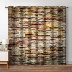 Jekeno Marble Curtains Curtains Colorful Brick Stone Wall Design Home Bedroom Living Room Decor Brown Grommet Window Drapes 2 Pa