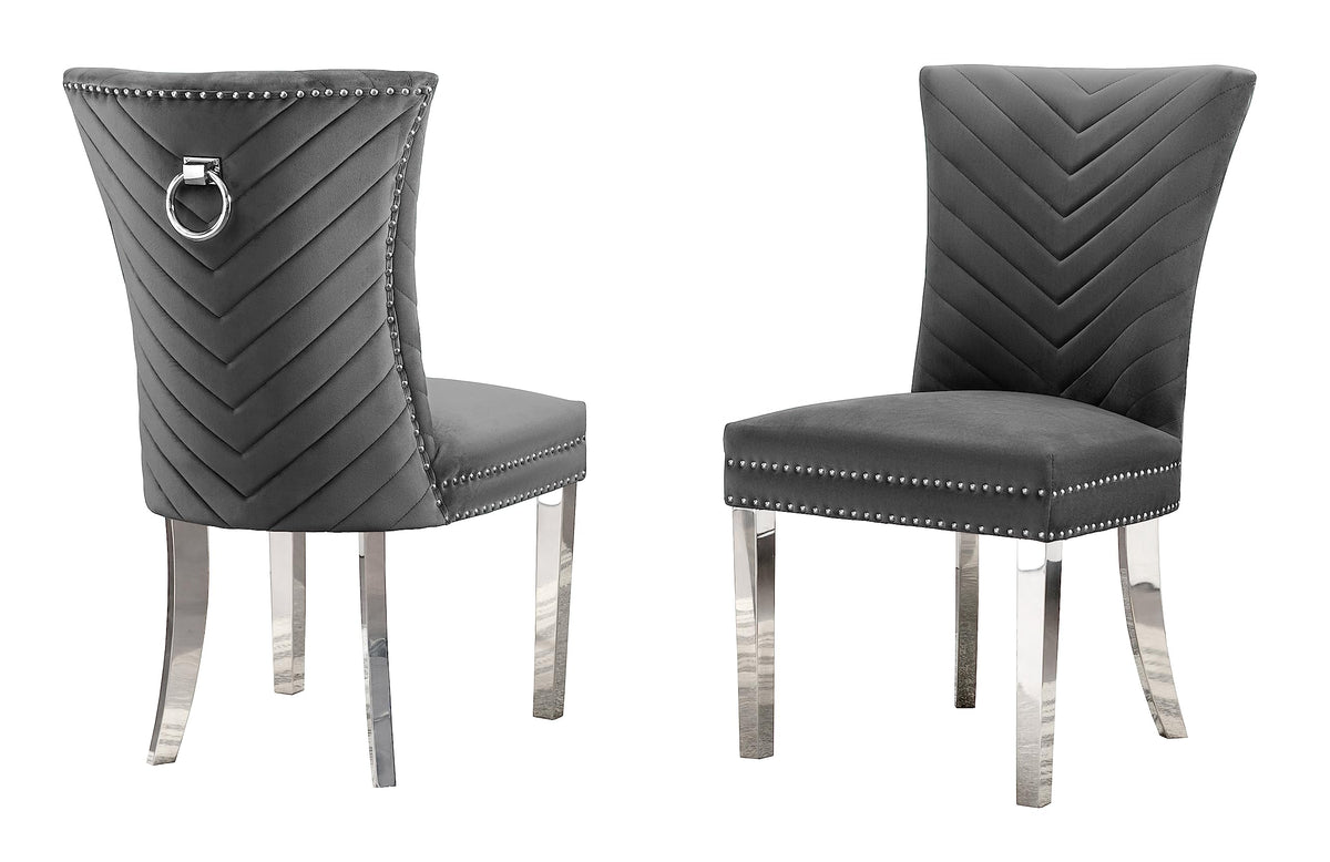 Best Quality Furniture SC360-367 Dining Chairs, Dark Gray/Silver