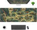 Retro Brown Green Desk Mat Xl Large Gaming Green Forest Pixel Mouse Pad Non-Slip Rubber Base Mousepad, Keyboard Mouse Mat, Lapto
