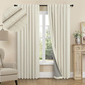 Darkening Curtains for Bedroom 72 Inch Length 2 Panels Coastal Linen Textured Blackout Curtains for Nursery Room Divider Office 