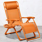 Best Choice Products Adjustable Zero Gravity Chair, Monochromatic Color Folding Patio Recliner W/Side Tray, Headrest - Tangerine
