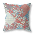 HomeRoots Broadcloth Red Blue Boho Floral Indoor Outdoor Throw Pillow
