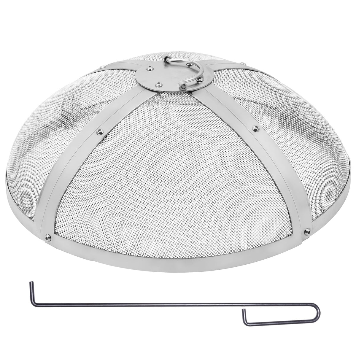 Fire Pit Spark Screen Round 20', Reinforced Heavy Duty Steel Metal Cover, Outdoor Firepit Lid, Easy-Opening Top Screen Covers R