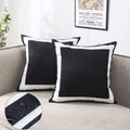 Jojogogo Black Outdoor Pillow Covers Waterproof 16X16 Set Of 2 Black And White Square Decorative Outdoor Throw Pillows For Porch