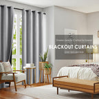 Grey Full Blackout Window Curtain Panels 63 Inches Long Burlap Linen Textured, Short Thermal Insulated Burlap Linen Bedroom Drap