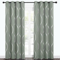 Nicetown Greyish Green Blackout Curtain Panels For Bedroom, 2 Panels, 52 X 84 Inch, Noise Reducing Thermal Insulated Wave Line F