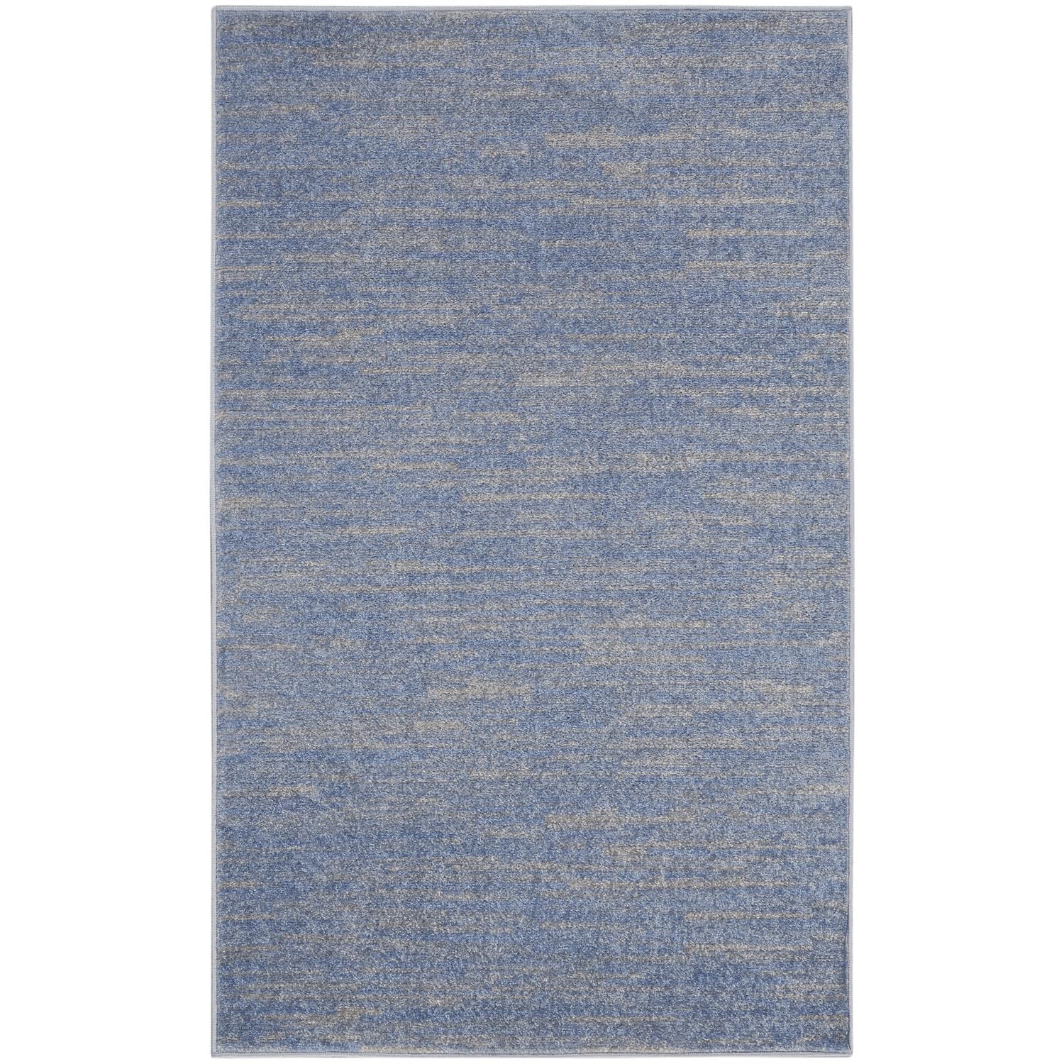 Nourison Essentials Indoor/Outdoor Blue/Grey 3' X 5' Area Rug, Easy Cleaning, Non Shedding, Bed Room, Living Room, Dining Room,