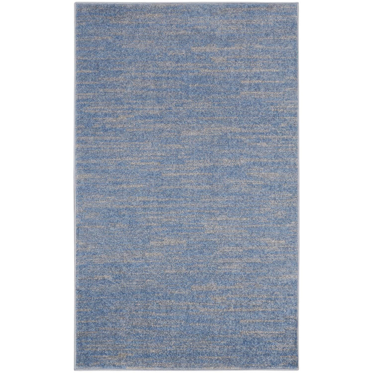 Nourison Essentials Indoor/Outdoor Blue/Grey 3' X 5' Area Rug, Easy Cleaning, Non Shedding, Bed Room, Living Room, Dining Room,