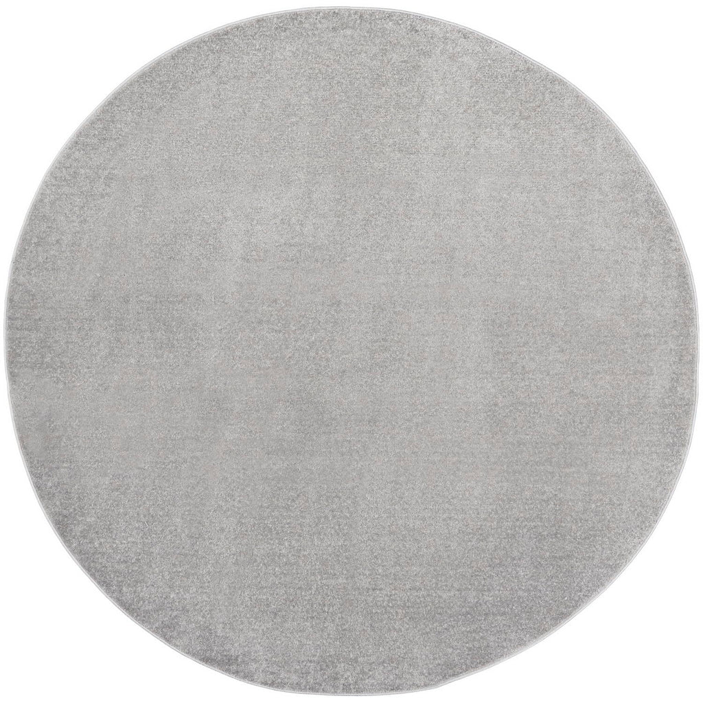 Nourison Essentials Indoor/Outdoor Silver Grey 10' X Round Area Rug, Easy Cleaning, Non Shedding, Bed Room, Living Room, Dining Room, Backyard, Deck, Patio (10 Round)