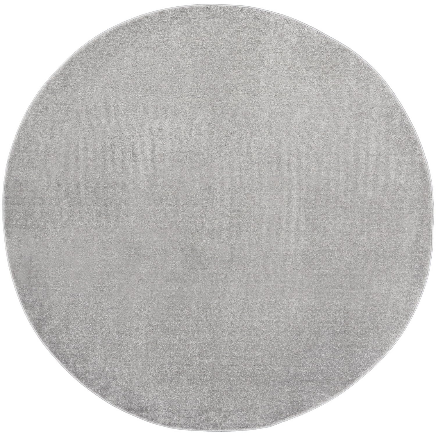 Nourison Essentials Indoor/Outdoor Silver Grey 8' X Round Area Rug, Easy Cleaning, Non Shedding, Bed Room, Living Room, Dining R
