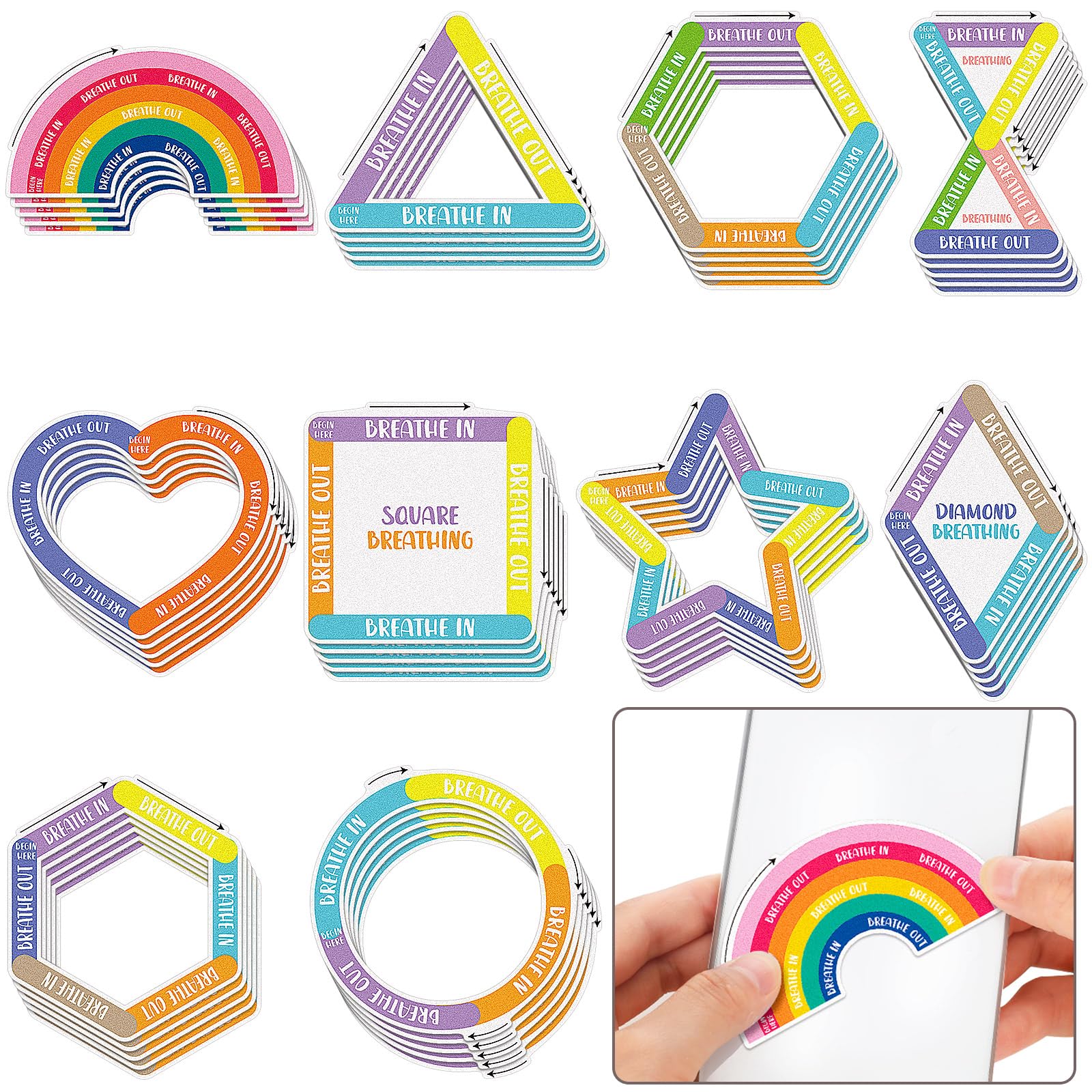 Crtiin 50 Pieces Anxiety Sensory Stickers For Anxiety Relief Items Mental Health Stickers Fidget Textured Strips For Office Clas