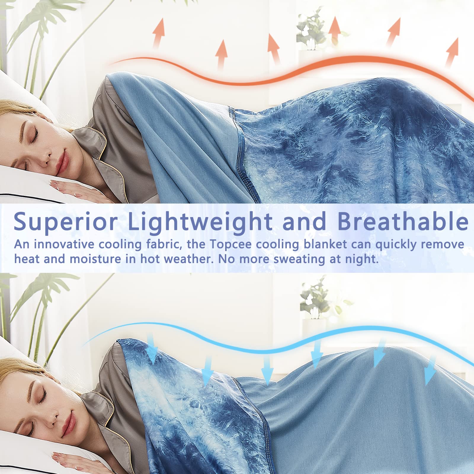 Topcee Cooling Blanket (90''X90''Queen Size) For Hot Sleepers And Night Sweats,100% Oeko-Tex Certified,Arc-Chill Q-Max >0.5 Cool