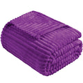 Vessia Flannel Fleece Throw Blanket For Couch,Sofa,Bed, 300Gsm Striped Purple Blanket Throw For Adults And Kids, Super Soft Warm