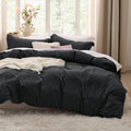 Bedsure Black California King Duvet Cover - Soft Prewashed Cal King Duvet Cover Set, 3 Pieces, 1 Duvet Cover 104X98 Inches With