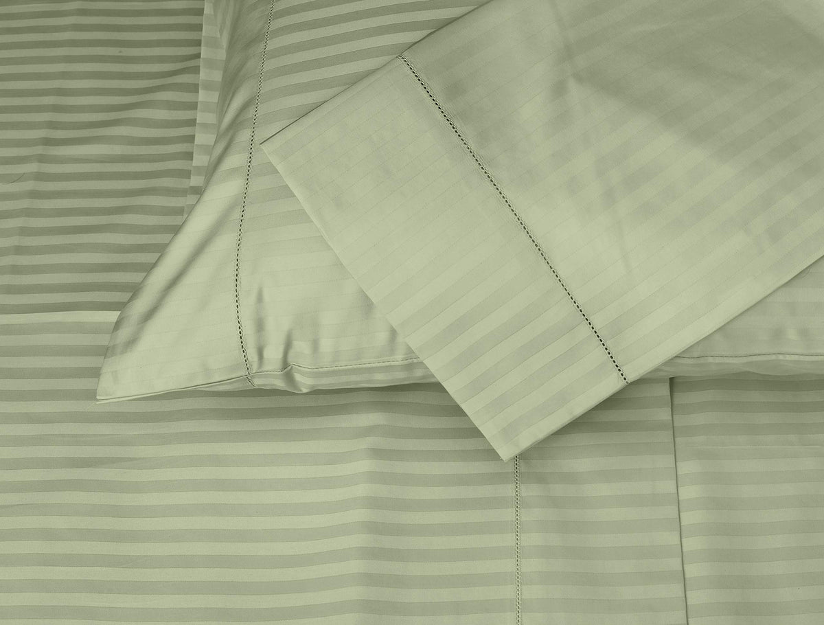 Threadmill Home Linen Luxury King Size Pillow Cases - 100% Natural Cotton 600 Thread Count, 2 Piece Damask Sage Green Pillow Cov