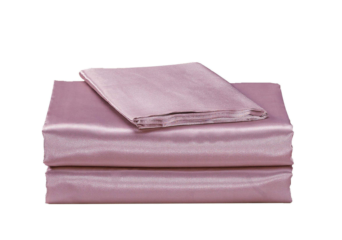 Elitehomeproducts Ehp Super Soft And Silky Satin Sheet Set (Solid/Deep Pocket) (Full, Light Pink)