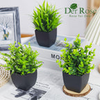 Der Rose 4 Pack Fake Plants Small Artificial Mini Faux Plants Indoor Black Bathroom Accessories For Room Home Office Shelf Decor