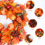 24 Inch Fall Wreath For Front Door Outside, Pumpkin Wreath With Maple, Acorn, Grain, Artificial Autumn Wreaths For Halloween Tha
