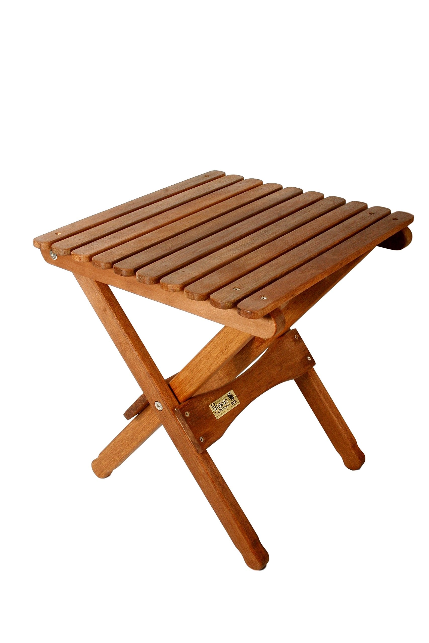 BYER OF MAINE - Pangean Folding Wooden Table, Hardwood Portable Table for Deck, or Camping, Use Indoors or Outdoors - 18 H x 16 