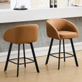 Firavoe Bar Stools Set Of 2, 26 ' Swivel Counter Height Bar Stools With Back And Armrest, Faux Leather Kitchen Barstools Counte