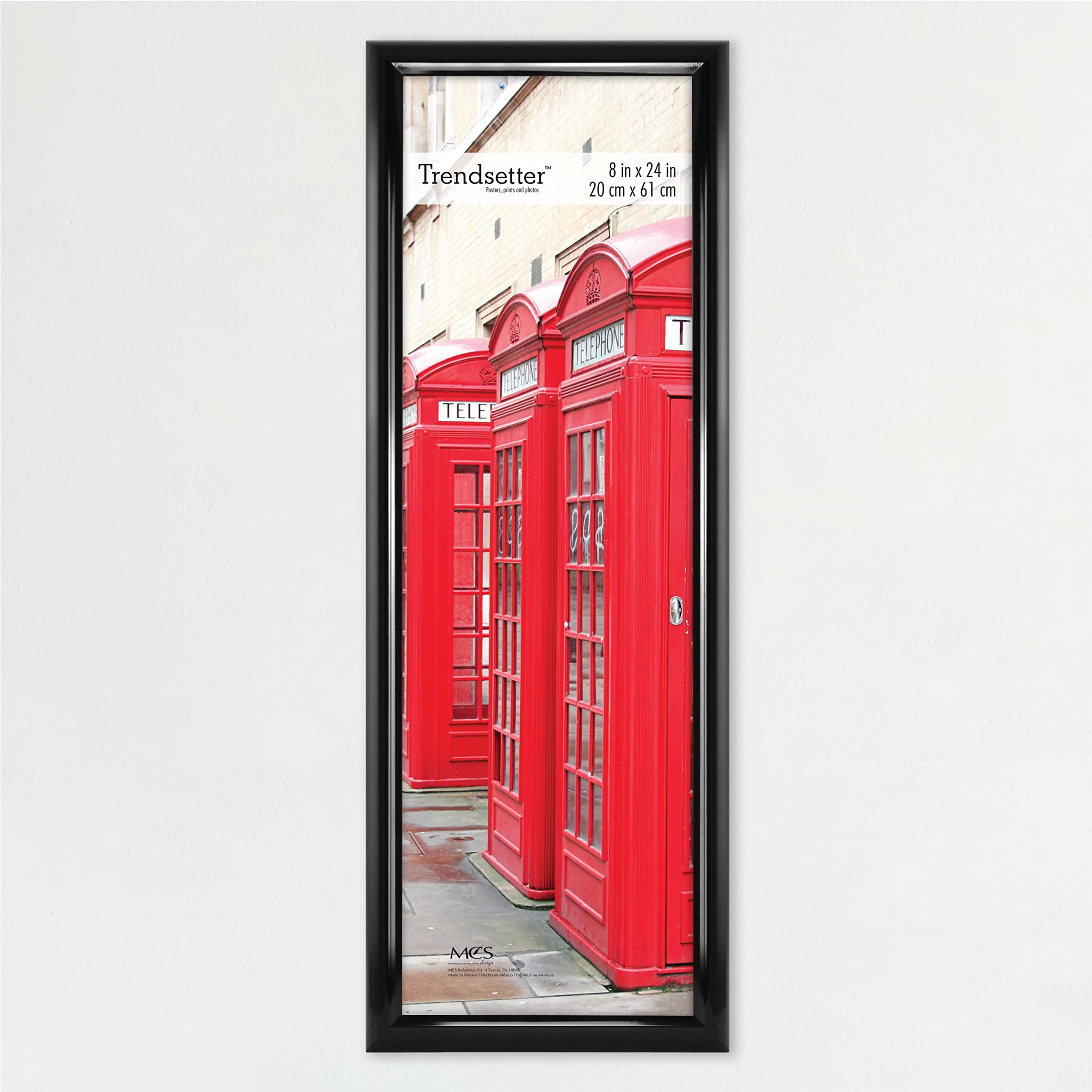MCS Trendsetter 8x24 Poster Frame Black High-Gloss, Vertical & Horizontal Wall Hanging Large Picture Frame for Photos, Posters &