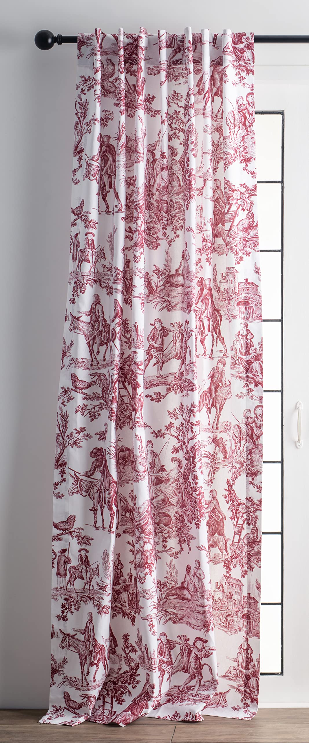 Maison D' Hermine 100% Cotton Curtain - 50'X124' Red (White Background) Decorative Curtain - Aesthetic Curtains For Farmhouse,
