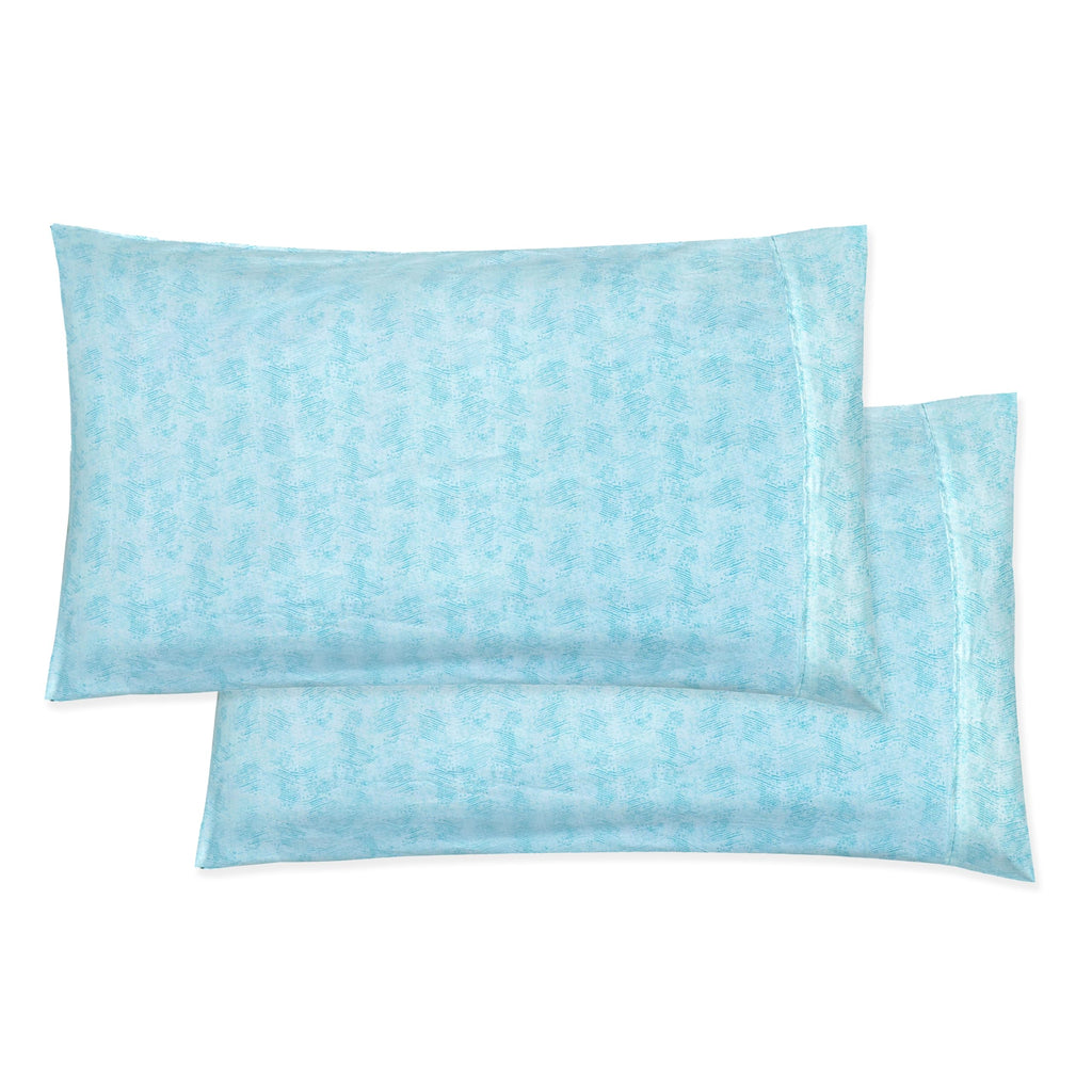 Elegant Comfort Ultra Soft Set Of 2 Sea Waves Print Pillowcases - 1500 Premium Hotel Quality Microfiber, Soft And Smooth Envelope Closure 2-Piece Pillow Covers - Standard/Queen, Wave Aqua
